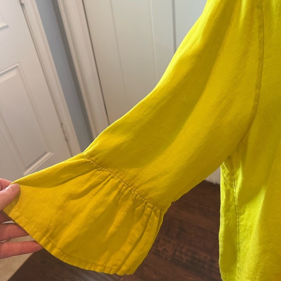 Bryn Walker Chartreuse Lagenlook High Low Hem Three-Quarter Sleeve Tunic Top XL - Picture 4 of 13